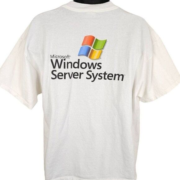 Vintage Microsoft T Shirt Mens Size XL White Y2K MMS 2005 Windows Server System - Picture 1 of 6